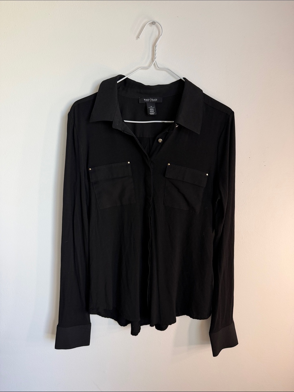 Worthington Black Long Sleeve Pocket Button Shirt